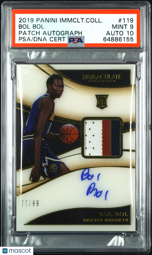 2019 Panini Immaculate Collection Bol Bol #119 Patch Autograph PSA 9 Auto 10
