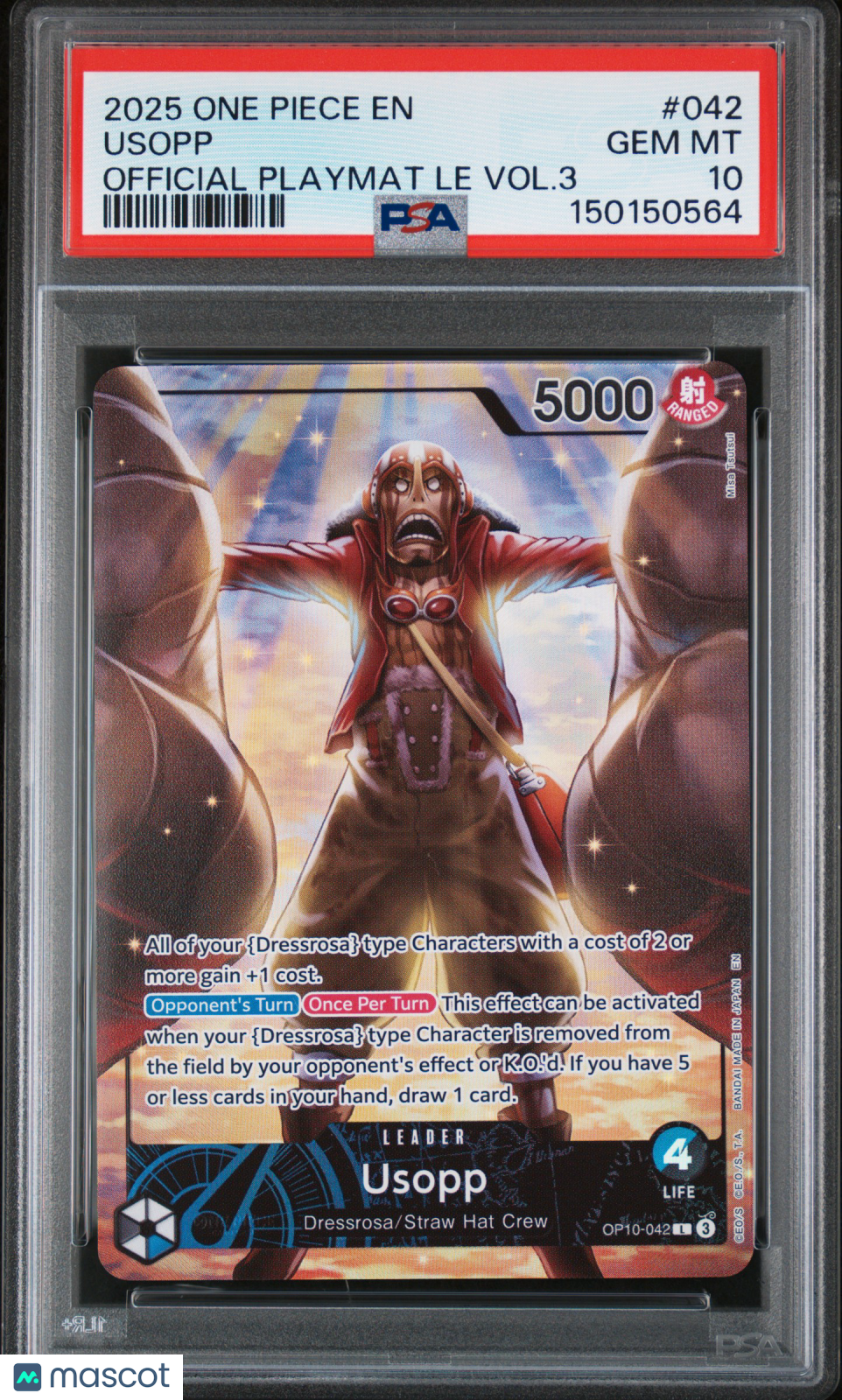 2025 One Piece Promos Usopp #042 Official Playmat Le Vol.3 PSA 10