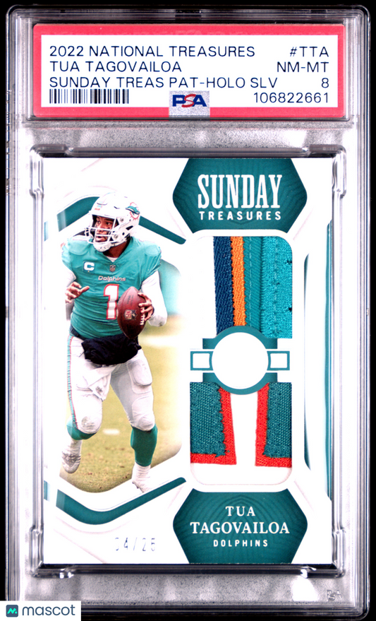 2022 Panini National Treasures Sunday Treasures Tua Tagovailoa /25 #TTA PSA 8