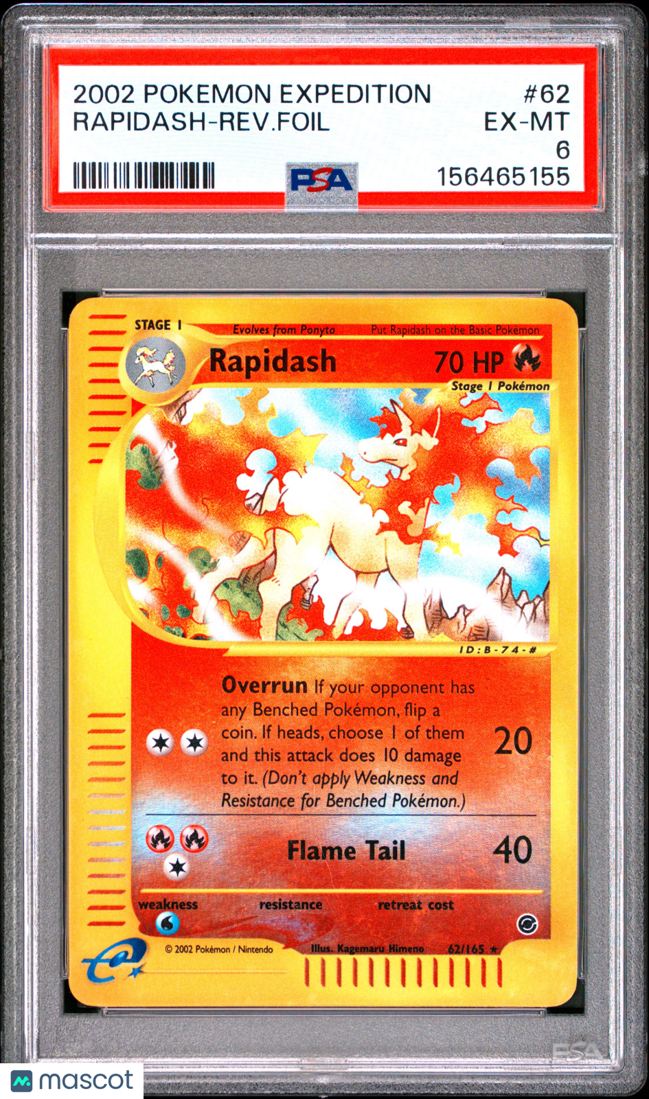 2002 Pokemon Expedition Rapidash-Rev. Foil #62 PSA 6