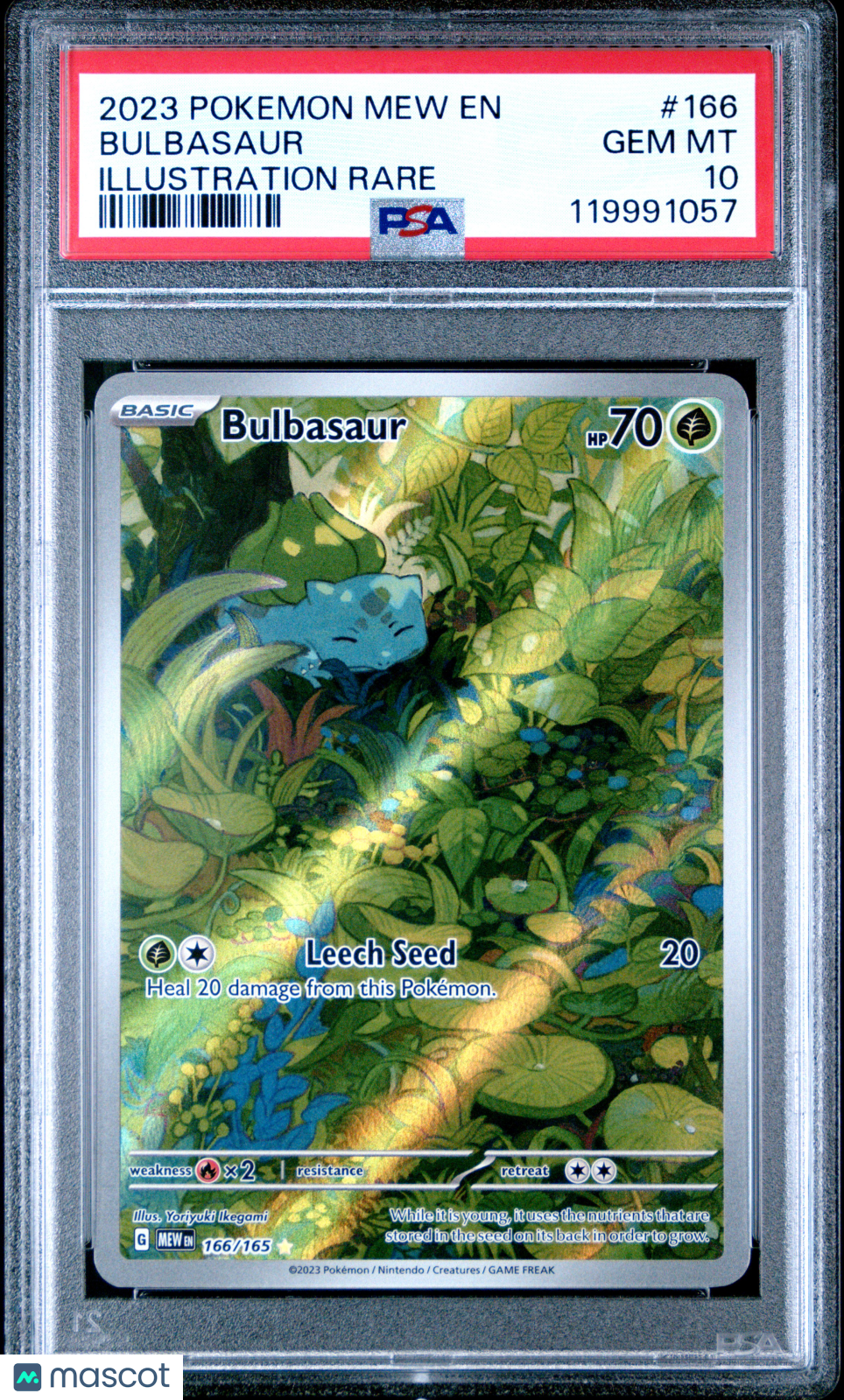 2023 Pokemon Mew EN-151 Bulbasaur #166 Illustration Rare PSA 10