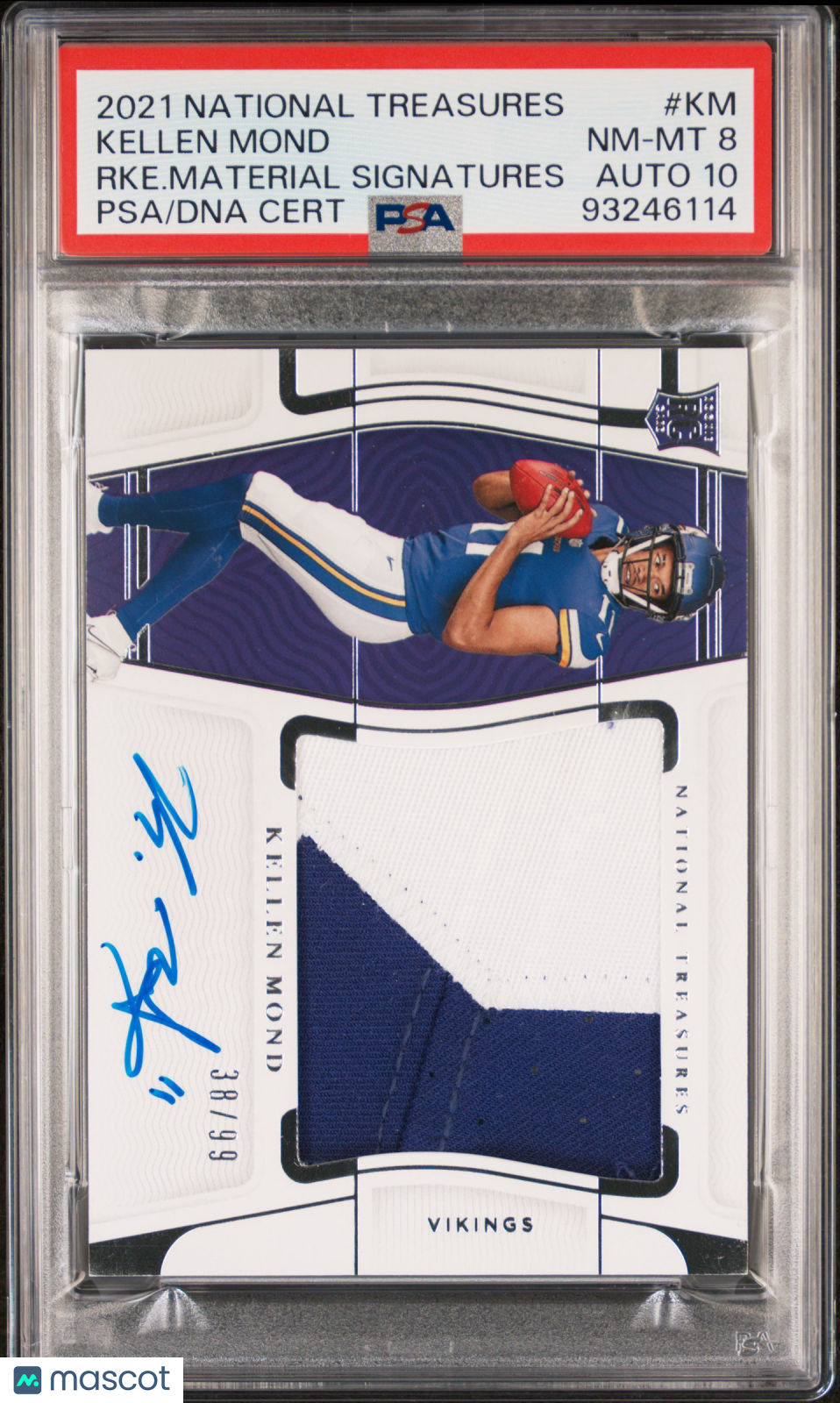 2021 National Treasures Kellen Mond #KM Rookie Material Auto PSA 8 RPA