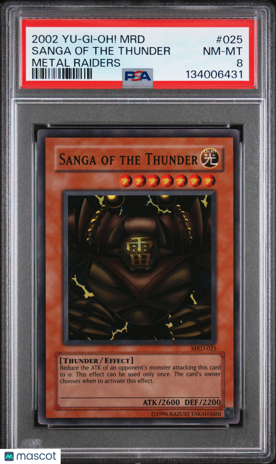 2002 Yu-Gi-Oh! MRD-Metal Raiders Sanga Of The Thunder #025 Metal Raiders PSA 8