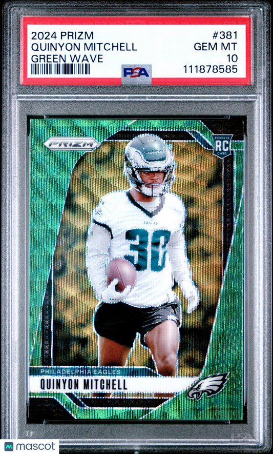 2024 Panini Prizm Quinyon Mitchell #381 Green Wave PSA 10