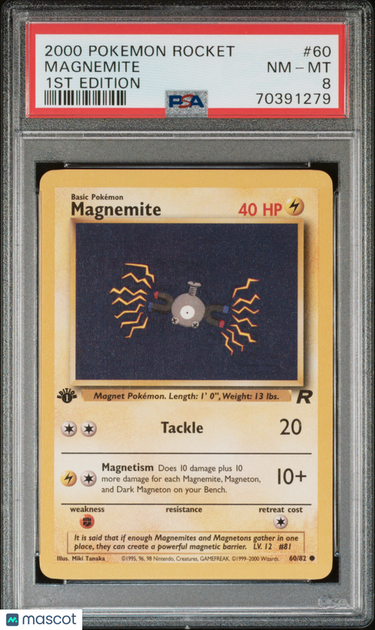 2000 Pokemon Rocket Magnemite #60 1ST Edition PSA 8