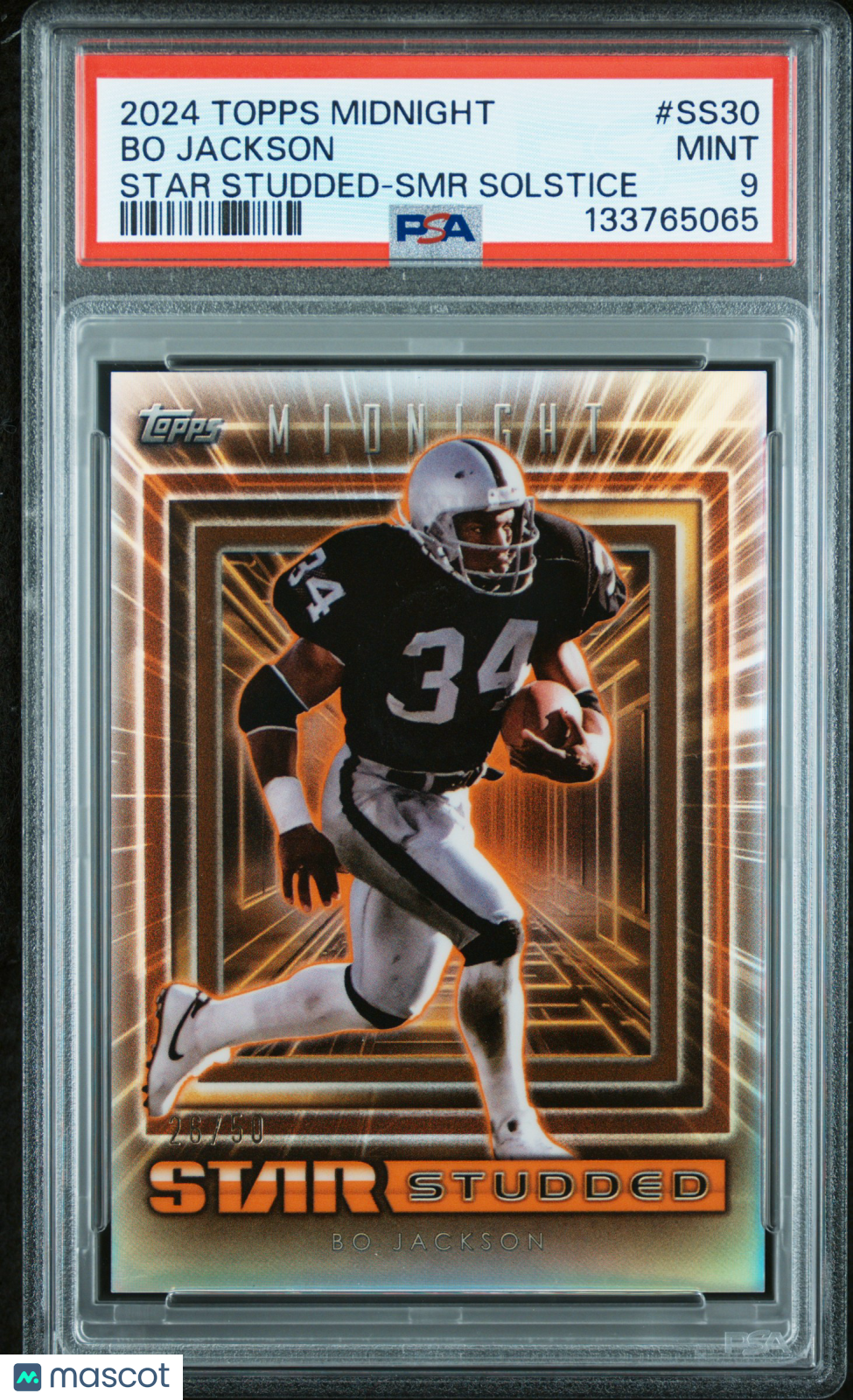2024 Topps Midnight Star Studded Bo Jackson #SS30 SMR Solstice 26/50 PSA 9
