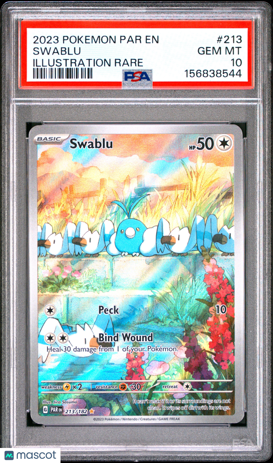 2023 Pokemon Par EN-Paradox Rift Swablu #213 Illustration Rare PSA 10