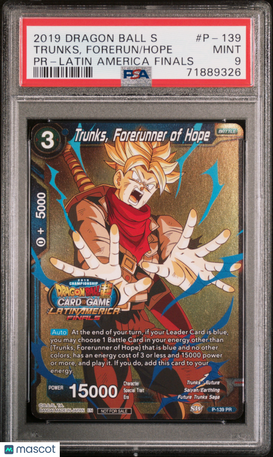 2019 Dragon Ball Super Trunks forerunner of hope #P-139 Latin America PSA 9