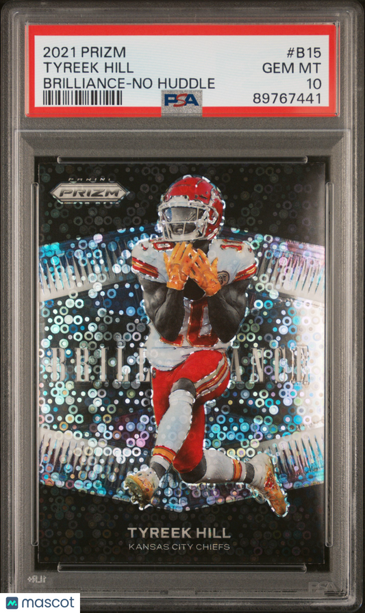 2021 Panini Prizm Brilliance Tyreek Hill #B15 No Huddle PSA 10