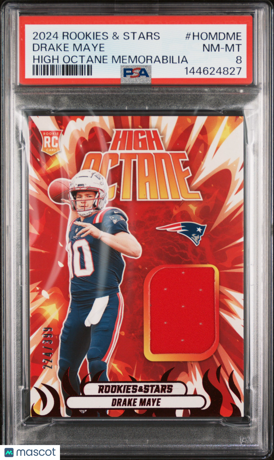 2024 Panini Rookies & Stars High Octane Memorabilia Drake Maye #HOMDME PSA 8