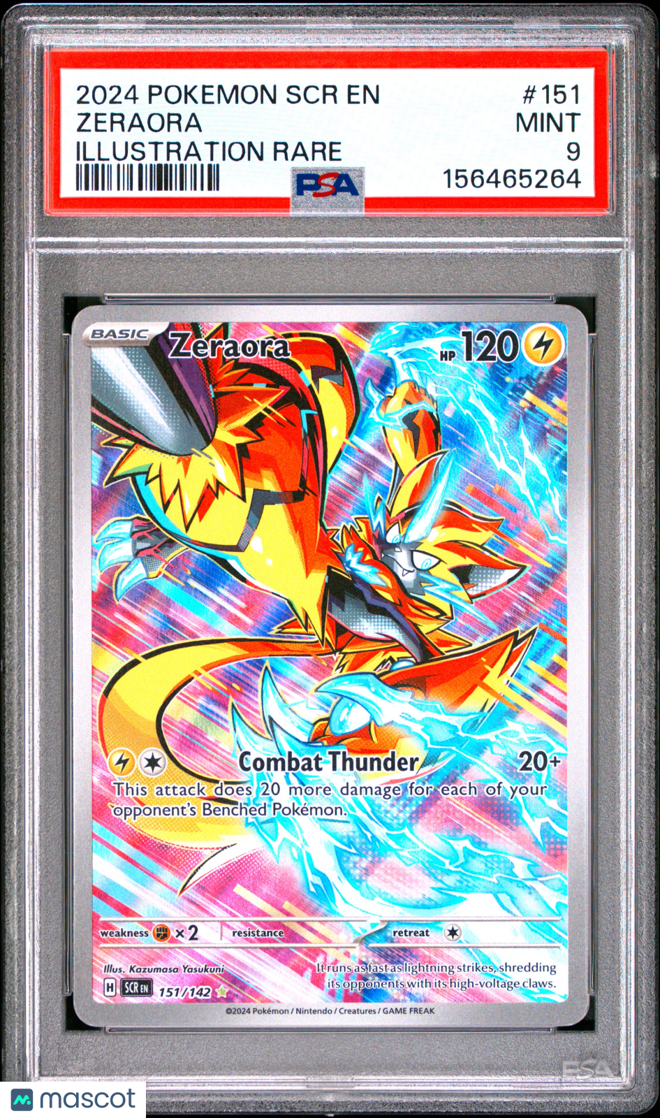 2024 Pokemon SCR EN-Stellar Crown Zeraora #151 Illustration Rare PSA 9