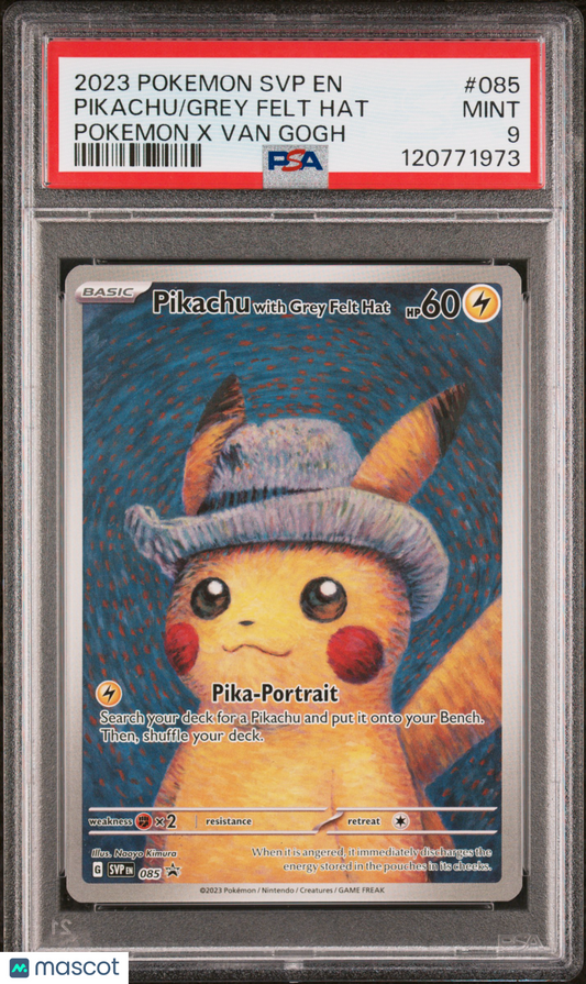 2023 Pokemon SVP EN-SV Black Star Promo Grey Felt Hat Pikachu #085 PSA 9