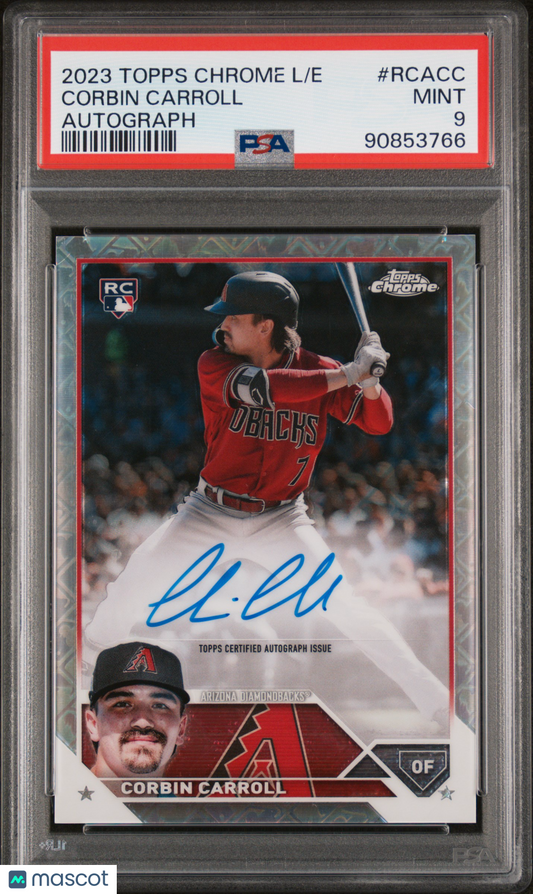 2023 Topps Chrome Logofractor Edition Corbin Carroll #RCACC Refractor Chrome Autograph SP PSA 9