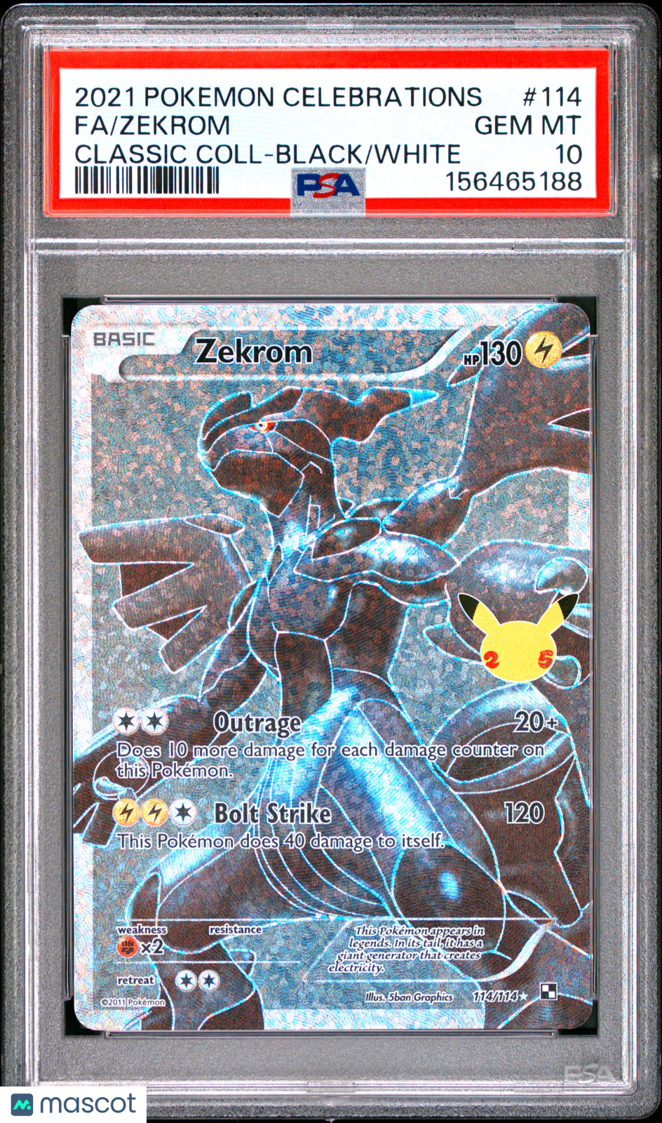 2021 Pokemon Celebrations Classic Collection Zekrom #114 Fa Classic Coll-Black/White PSA 10