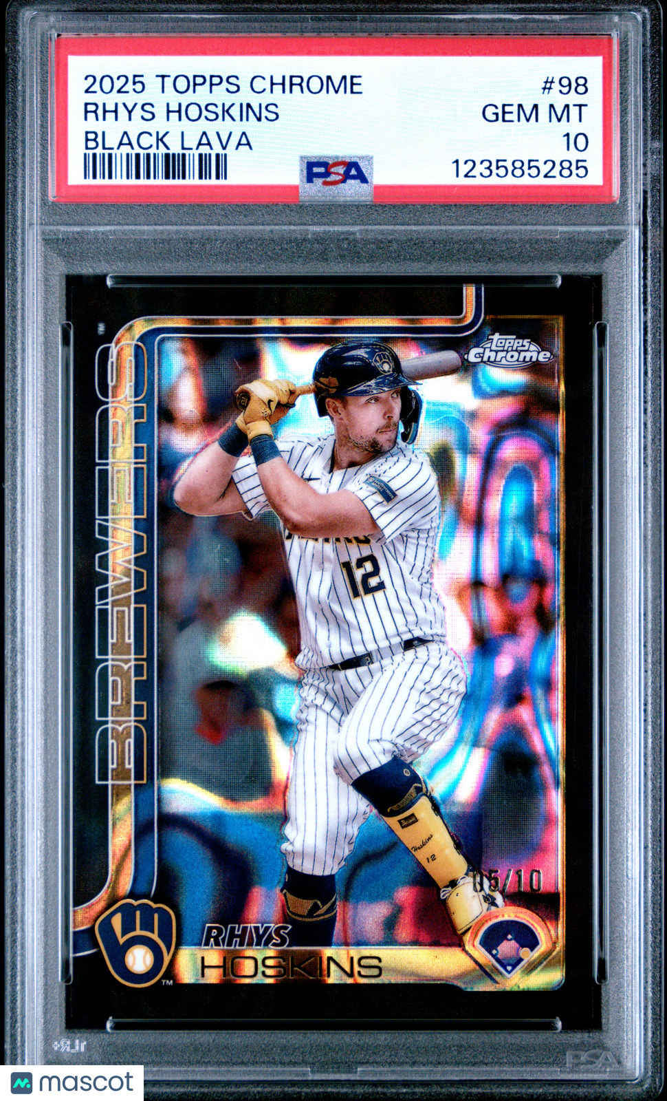 2025 Topps Chrome Rhys Hoskins #98 Black Lava PSA 10