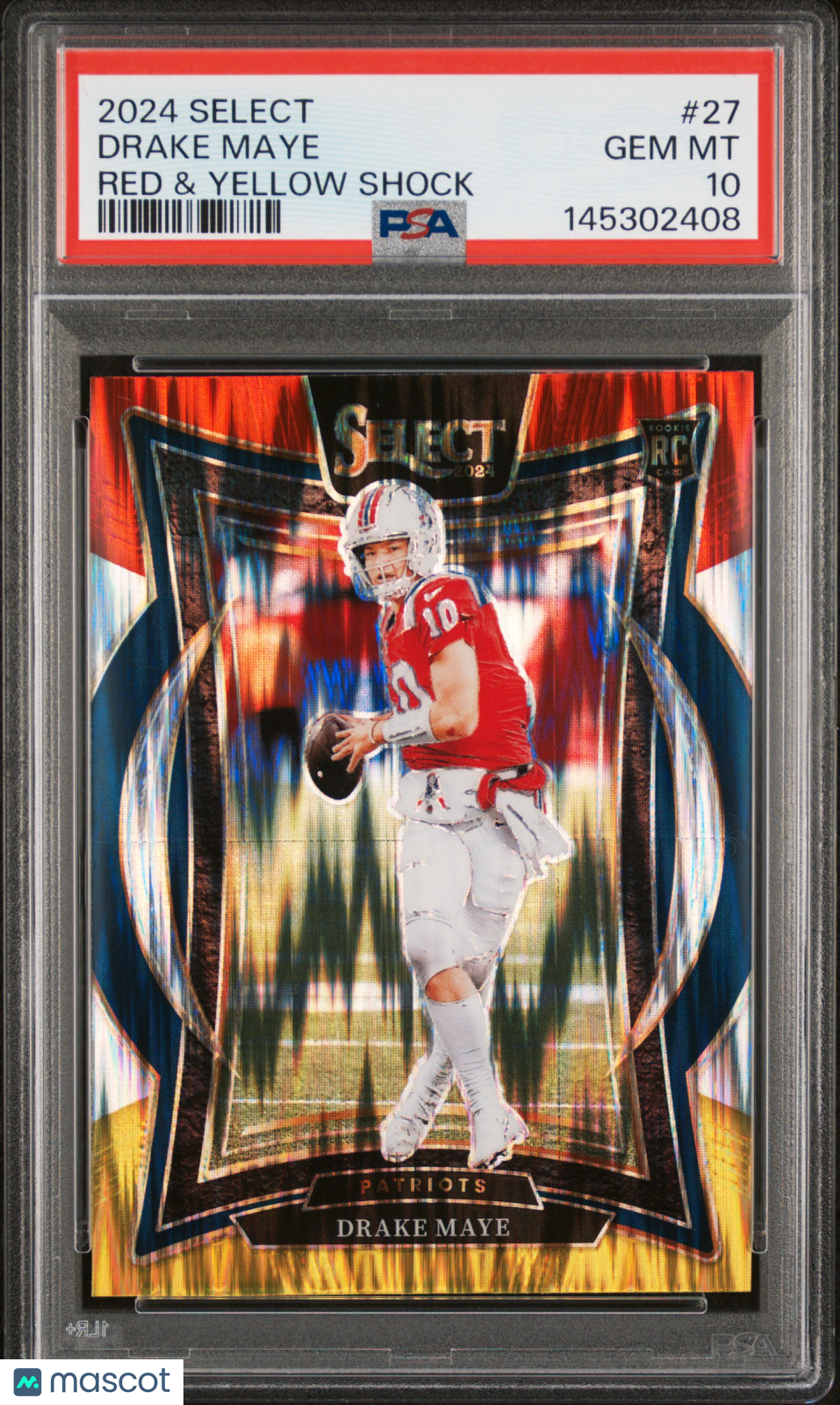 2024 Panini Select Drake Maye #27 Red & Yellow Shock PSA 10