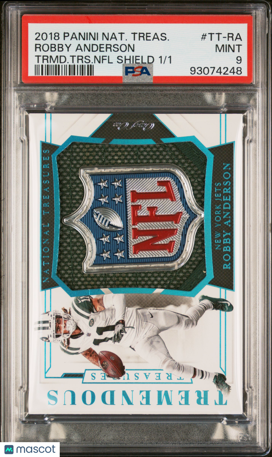 2018 National Treasures Robby Anderson #TT-RA NFL Shield PSA 9