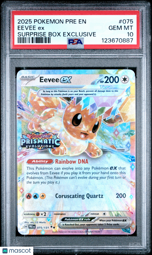 2025 Pokemon Pre EN-Prismatic Evolutions Eevee EX #075 PSA 10