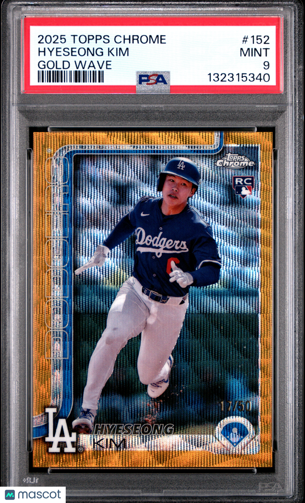 2025 Topps Chrome Hyeseong Kim #152 Gold Wave /50 PSA 9