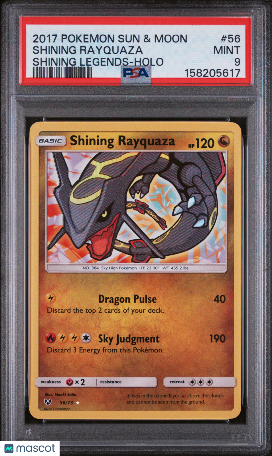 2017 Pokemon Sun & Moon Shining Legends Shining Rayquaza #56  PSA 9