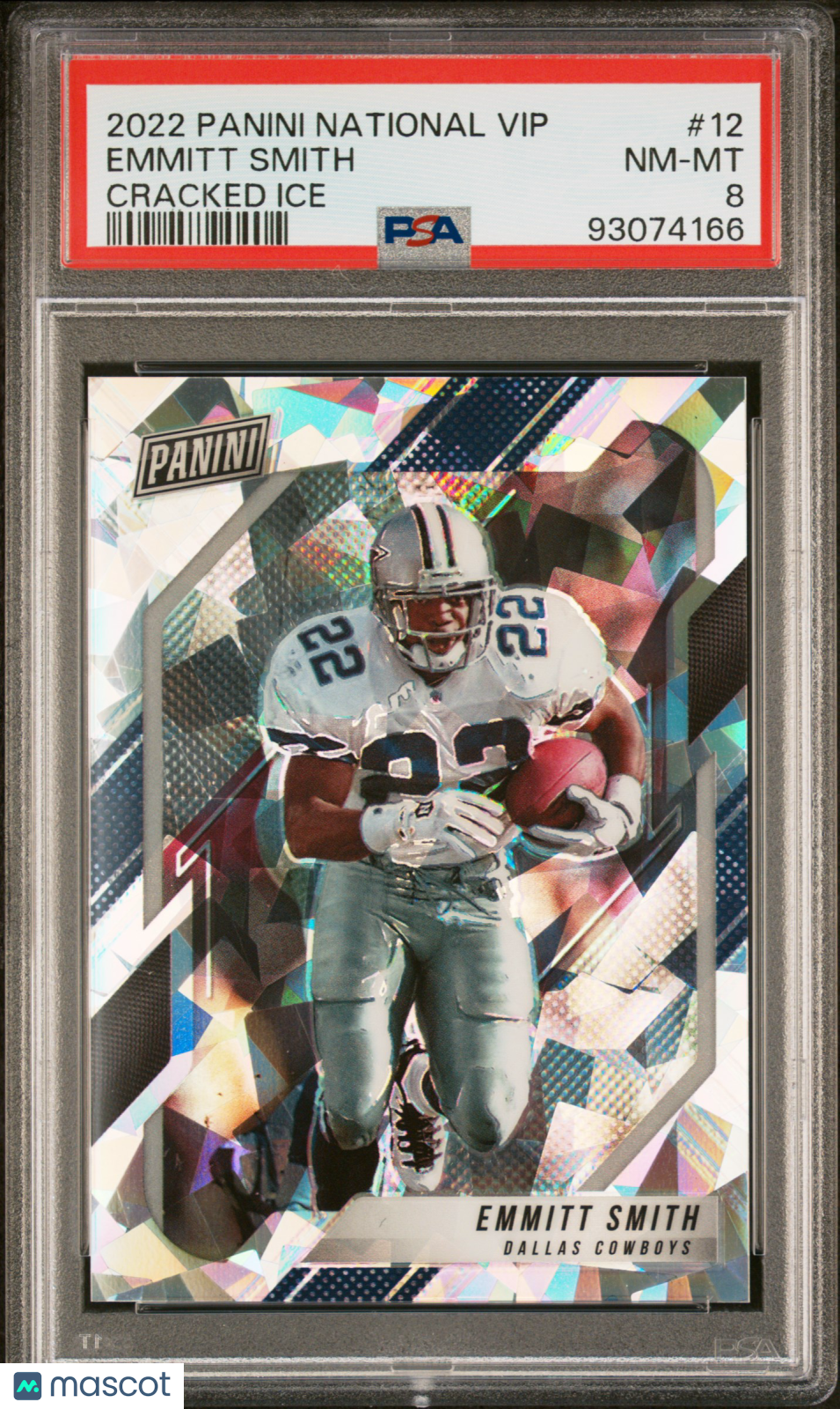 2022 Panini National Vip Emmitt Smith #12 Cracked Ice PSA 8