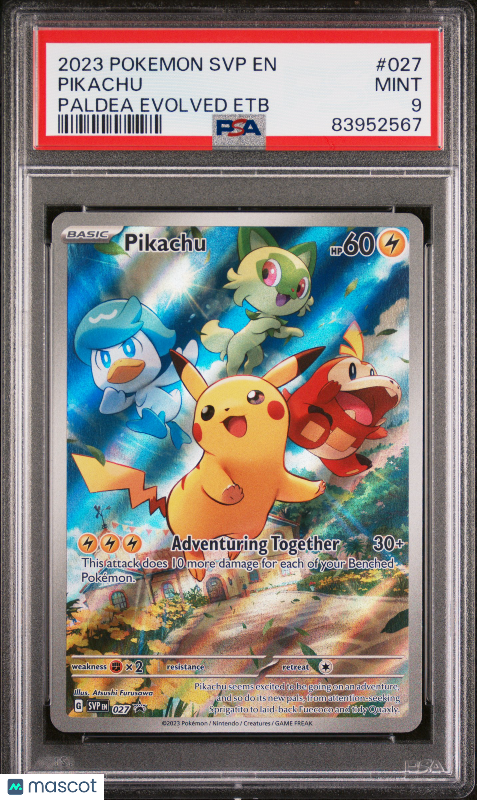 2023 Pokemon SVP EN-SV Black Star Promo Pikachu #027 Paldea Evolved Etb PSA 9