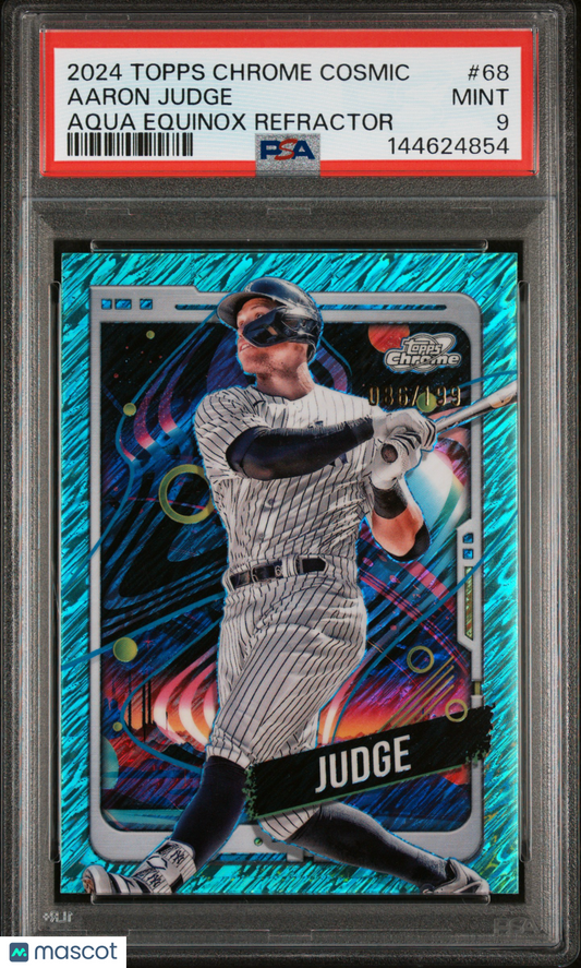 2024 Topps Cosmic Chrome Aaron Judge #68 Aqua Equinox Refractor PSA 9