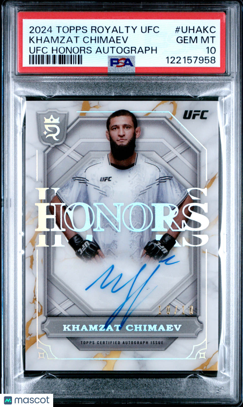 2024 Topps Royalty UFC Honors Auto Khamzat Chimaev /10  #UHAKC PSA 10 Pop 1