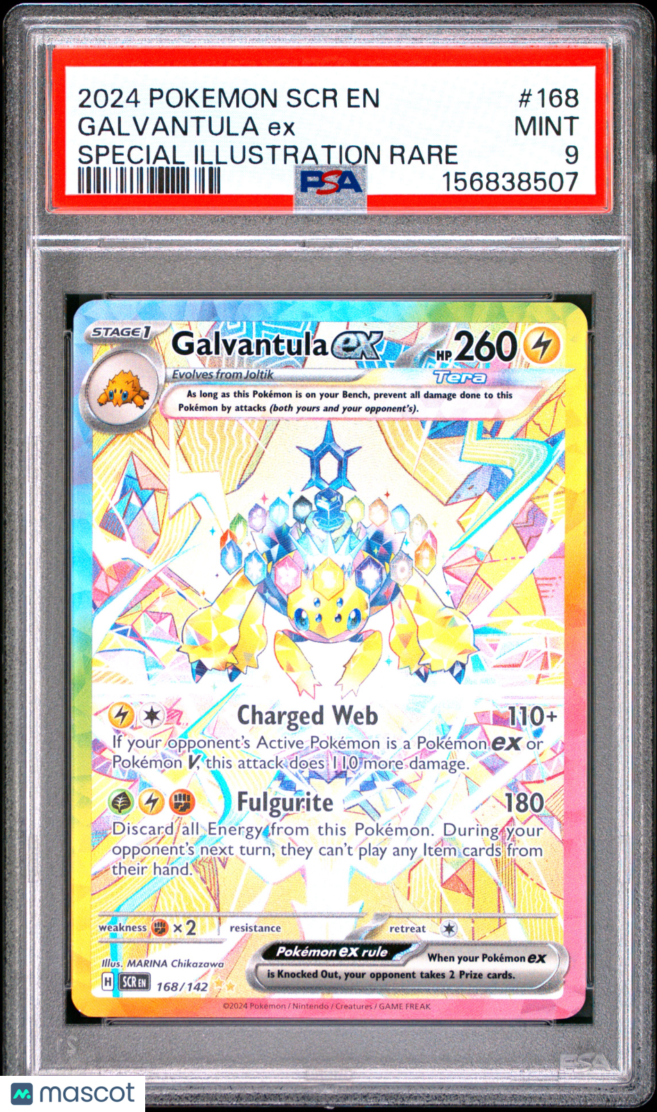 2024 Pokemon SCR EN-Stellar Crown Galvantula EX #168 PSA 9