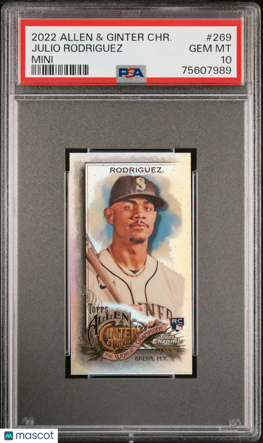 2022 Topps Allen & Ginter Chrome Julio Rodriguez #269 Mini PSA 10
