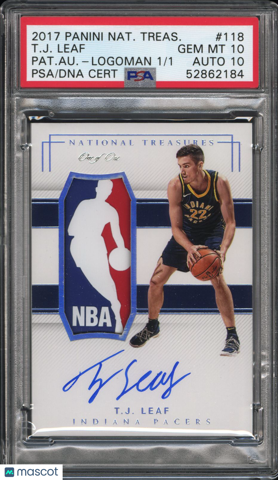 2017 Panini National Treasures T. J. Leaf #118 1/1 PSA 10 Auto 10