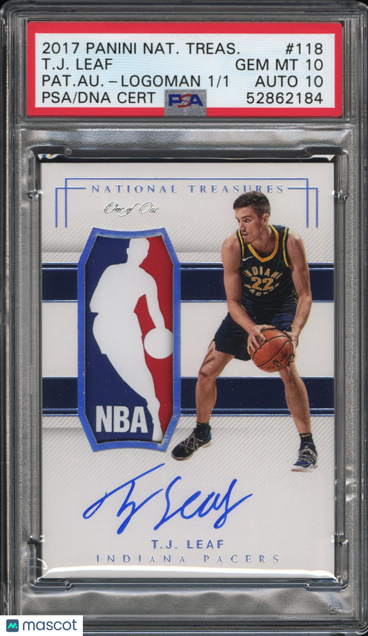2017 Panini National Treasures T. J. Leaf #118 1/1 PSA 10 Auto 10