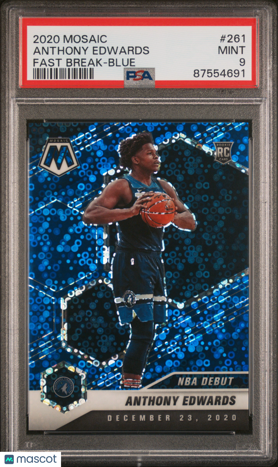 2020 Panini Mosaic Anthony Edwards #261 Fast Break Blue PSA 9