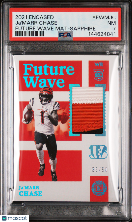 2021 Panini Encased Future Wave Materials Ja'marr Chase #FWMJC Sapphire PSA 7