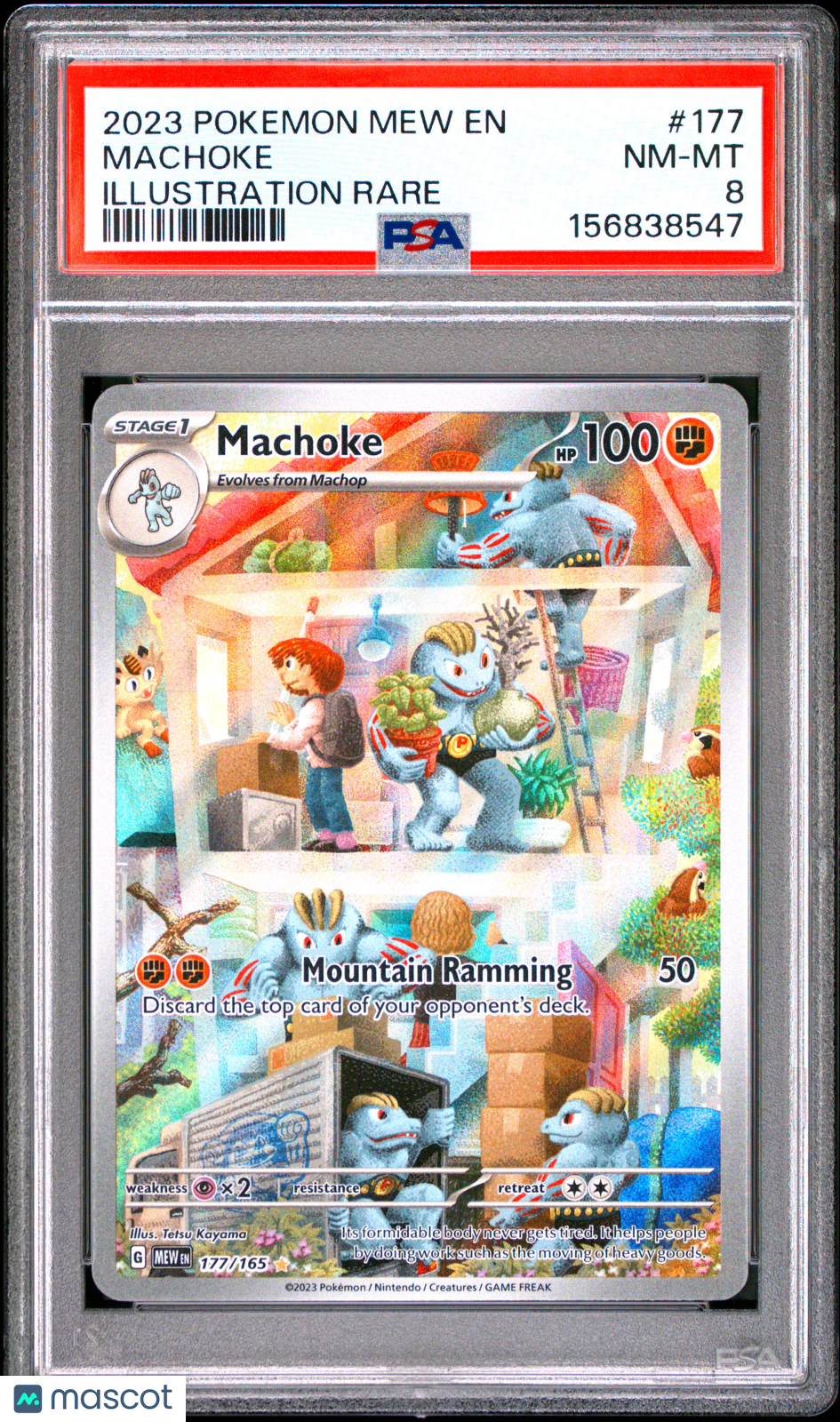 2023 Pokemon Mew EN-151 Machoke #177 Illustration Rare PSA 8