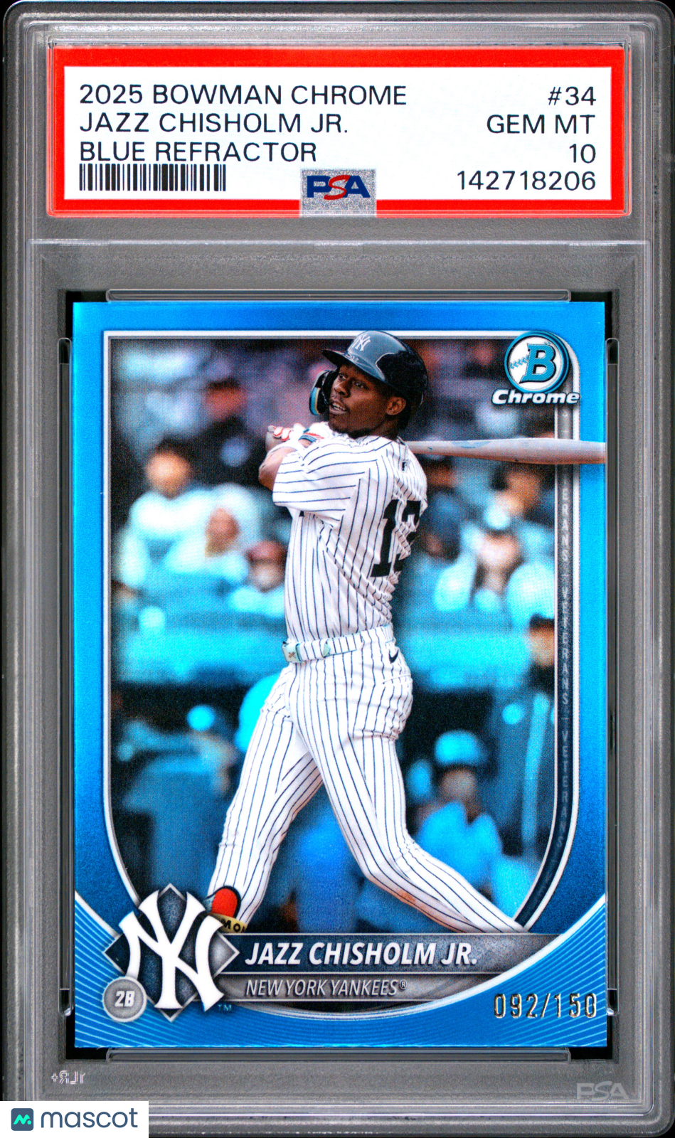 2025 Bowman Chrome Jazz Chisholm JR. #34 Blue Refractor PSA 10