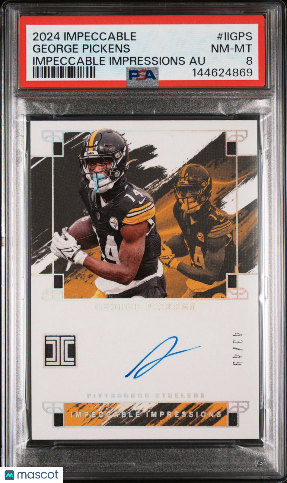 2024 Panini Impeccable Impeccable Impressions Autographs George Pickens #IIGPS PSA 8