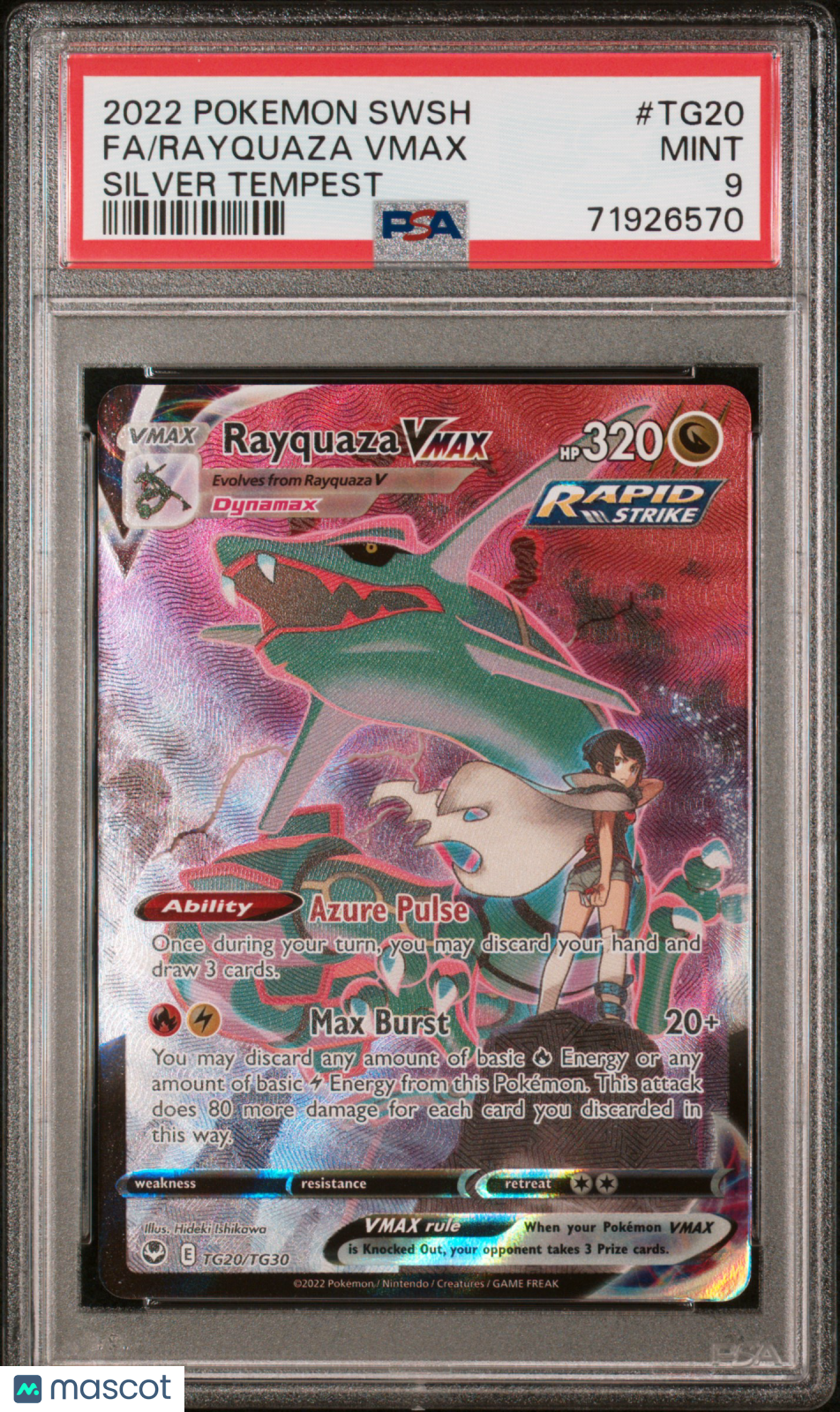 2022 Pokemon Sword & Shield Silver Tempest Rayquaza VMAX #TG20 PSA 9