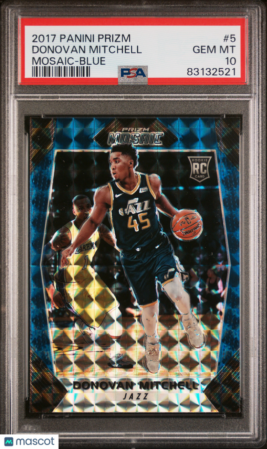 2017 Panini Prizm Donovan Mitchell #5 Mosaic Blue PSA 10