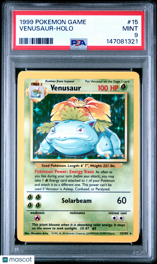 1999 Pokemon Game Venusaur #15 PSA 9