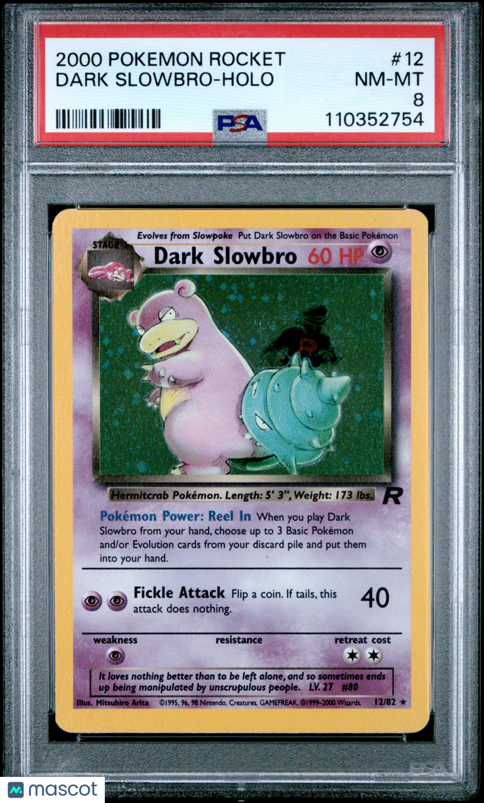 2000 Pokemon Rocket Dark Slowbro #12 PSA 8