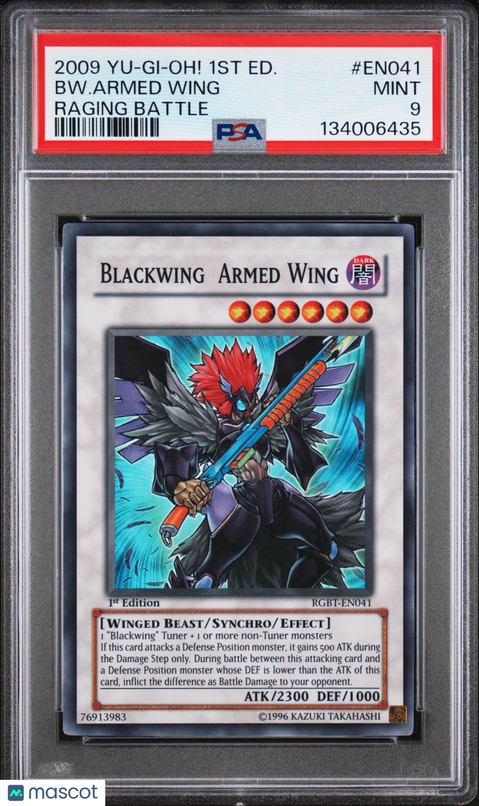 2009 Yu-Gi-Oh! Raging Battle Black Wing Armed Wing #EN041 Raging Battle PSA 9
