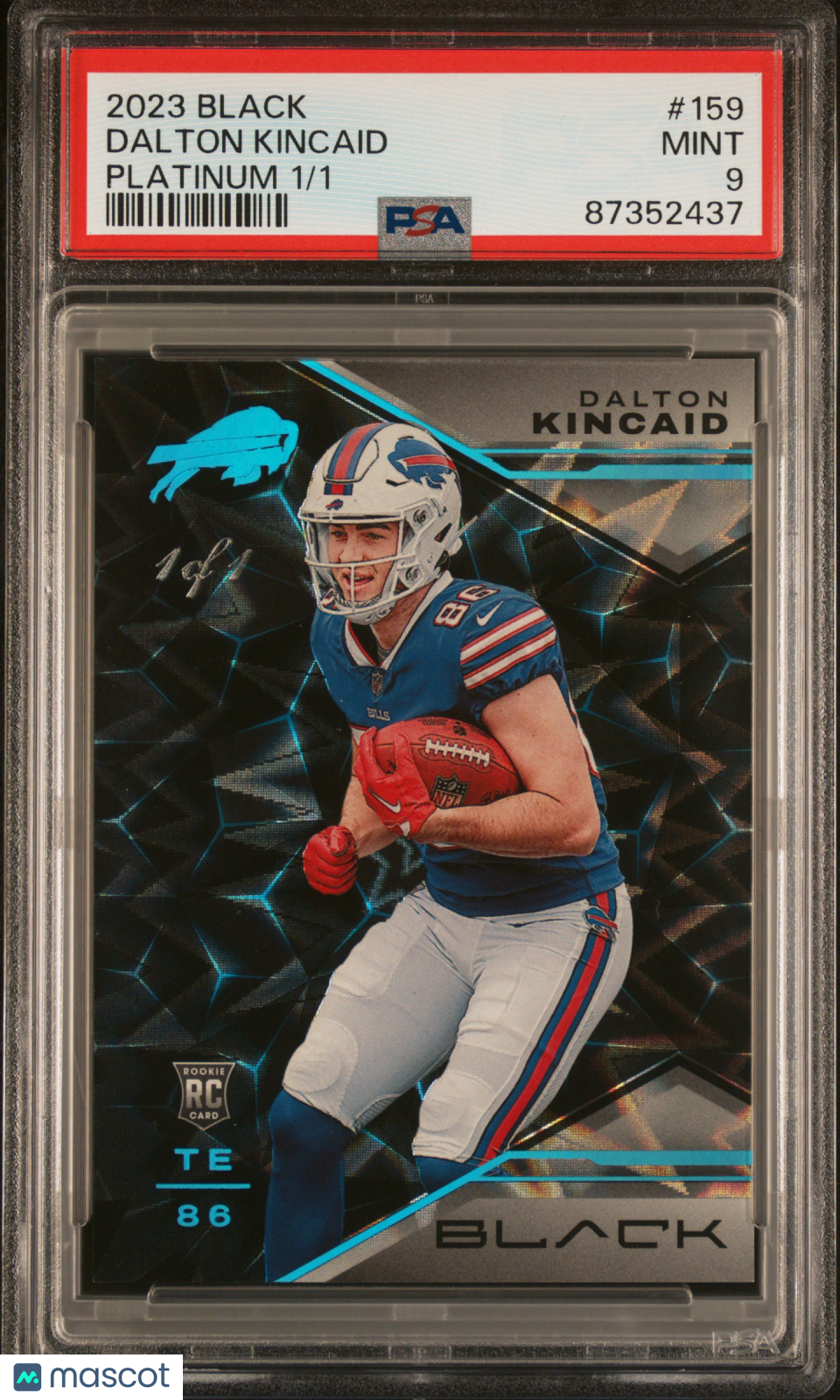 2023 Panini Black Dalton Kincaid #159 Platinum 1 1 PSA 9 Rookie RC
