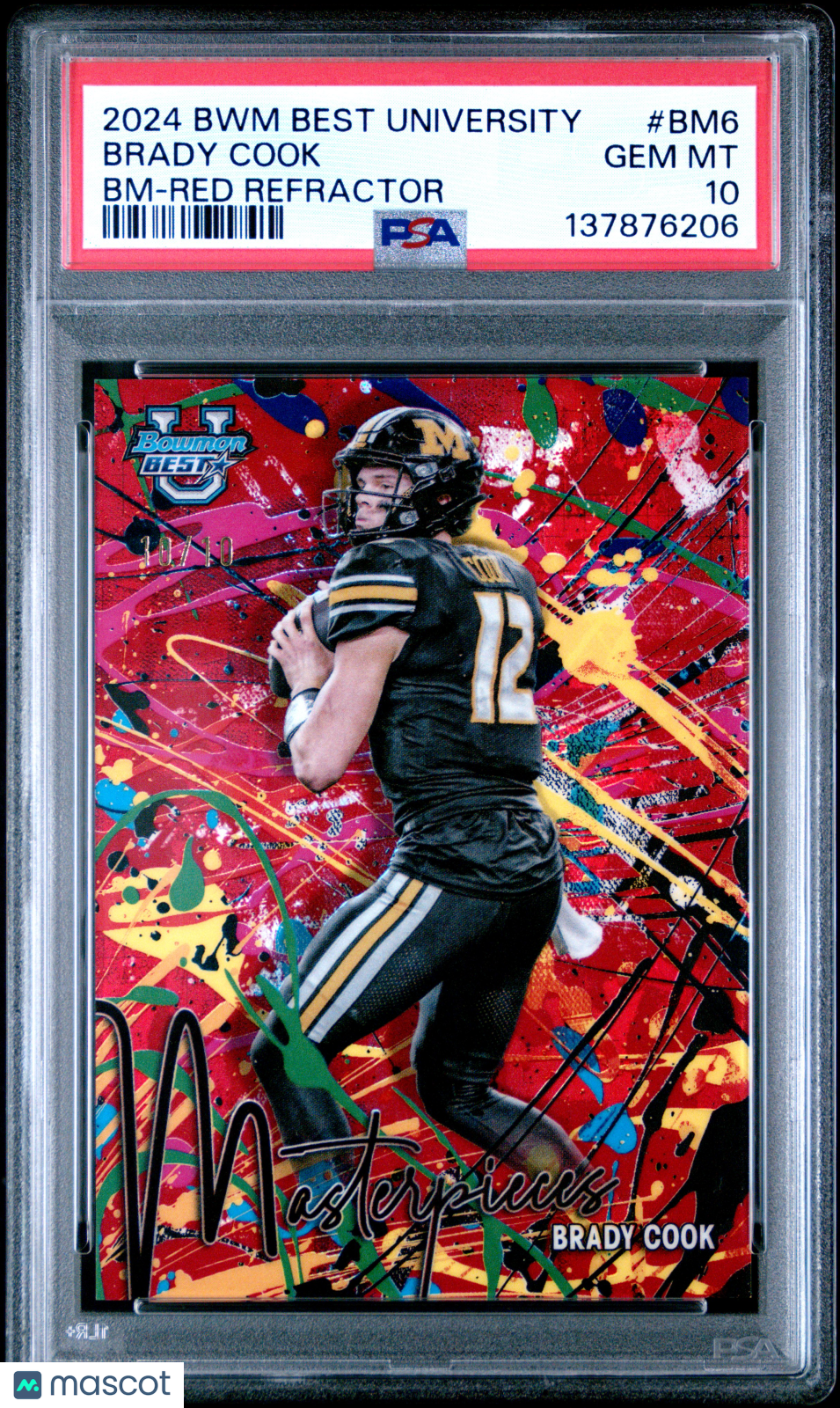 2024 Bowman Best University Bowman Masterpieces Brady Cook Red Refractor PSA 10