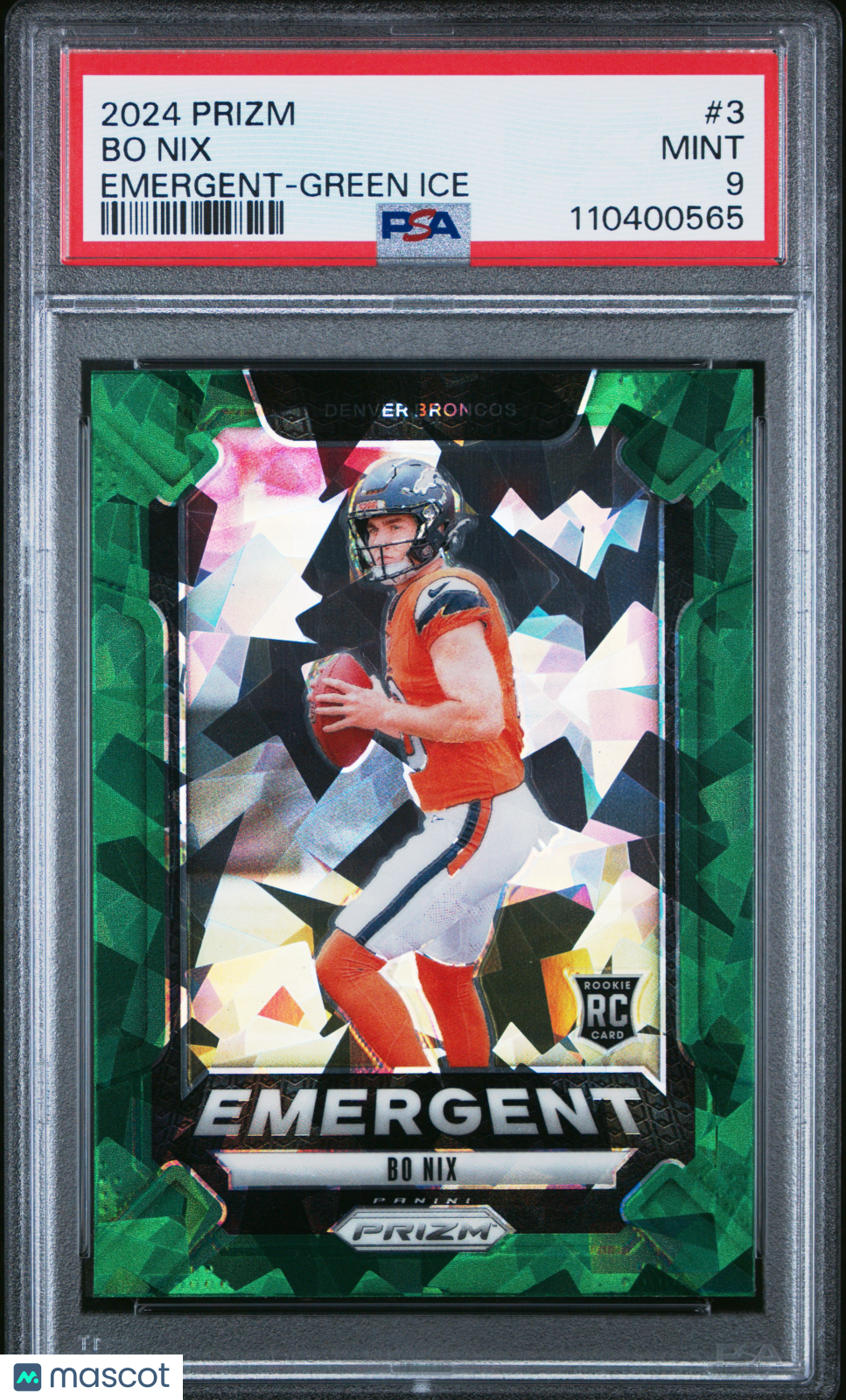 2024 Panini Prizm Emergent Bo Nix #3 Green Ice PSA 9