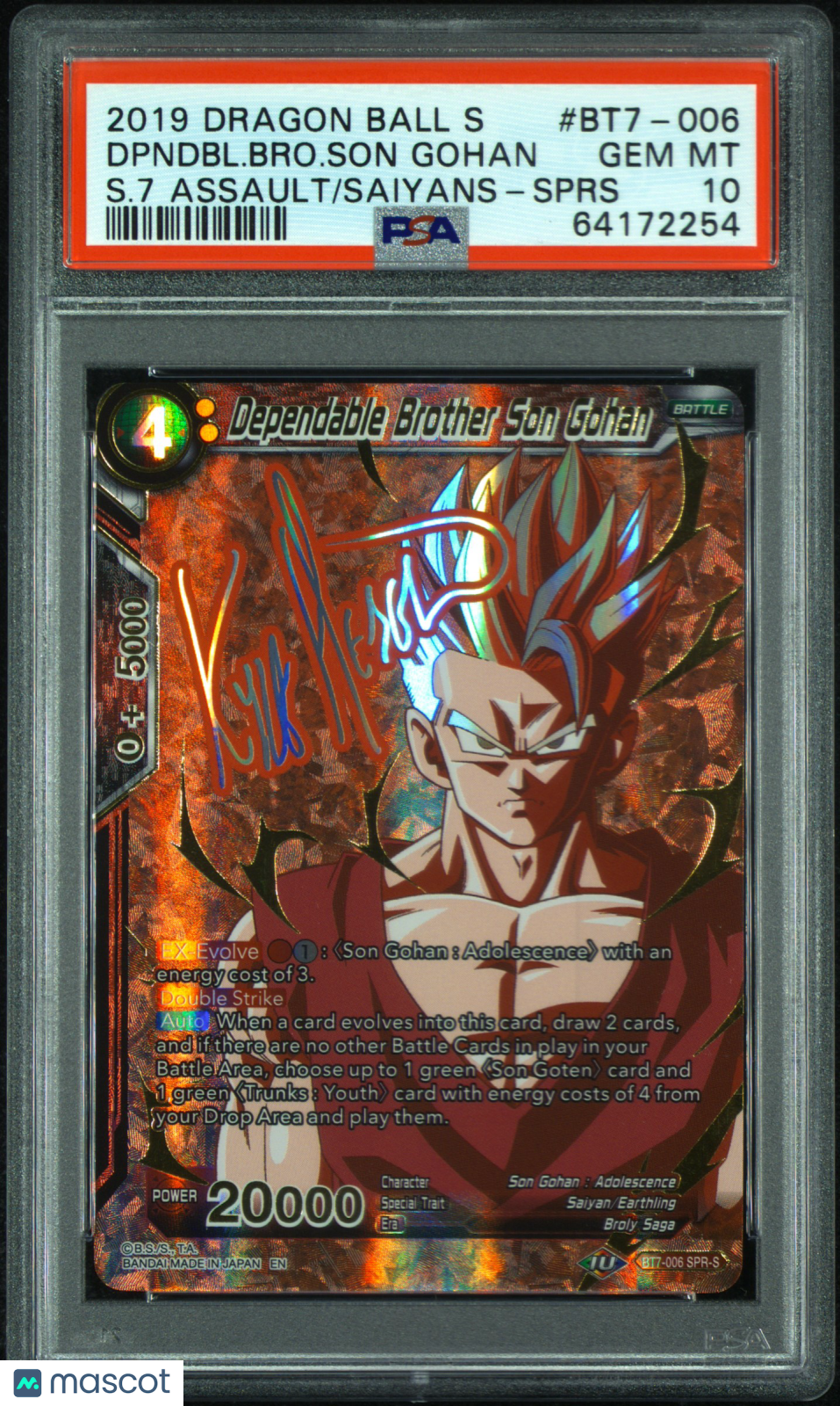 2019 Dragon Ball Super Assault Of Saiyans Dependable Son Gohan #BT7-006 PSA 10