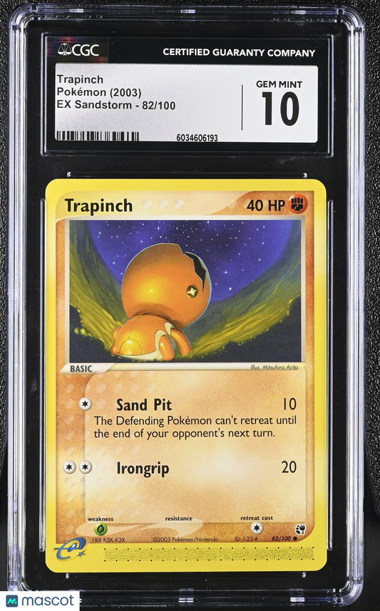 2003 Pokemon EX Sandstorm Trapinch #82/100 CGC 10