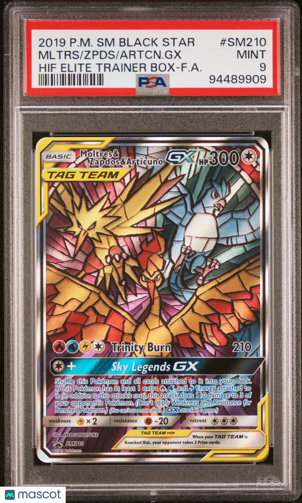 2019 Pokemon SM Black Star Promo Artcn. GX Mltrs Zpds #SM210 Hif Elite Trainer Box-F.A. PSA 9