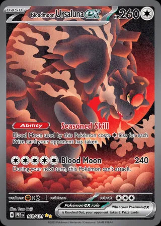 2025 Pokemon Prismatic Evolutions Bloodmoon Ursaluna ex #168 LEGENDARY AGS 10
