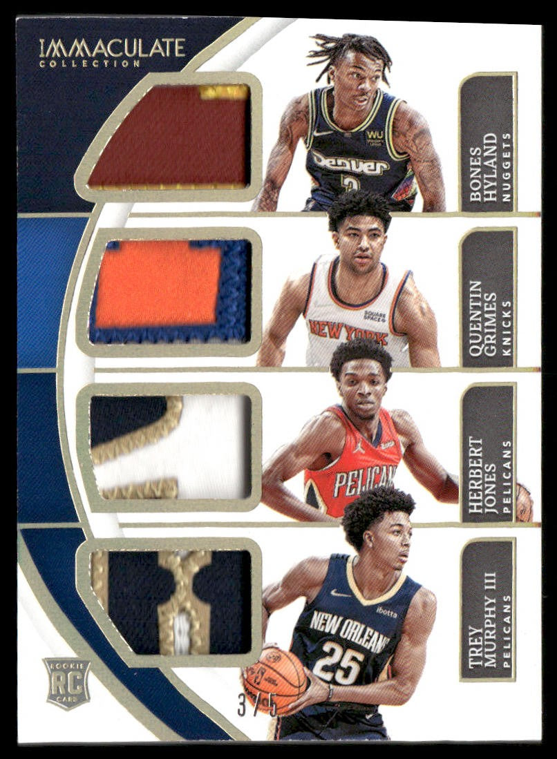 2021-22 Panini Immaculate Hyland/Grimes/Jones/Murphy Rookie Quad Patch /5 RQ-HGJM